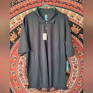 NWT PGA Tour Airflux Men's XXL Moisture Wicking Golf Polo Sun Shirt Black